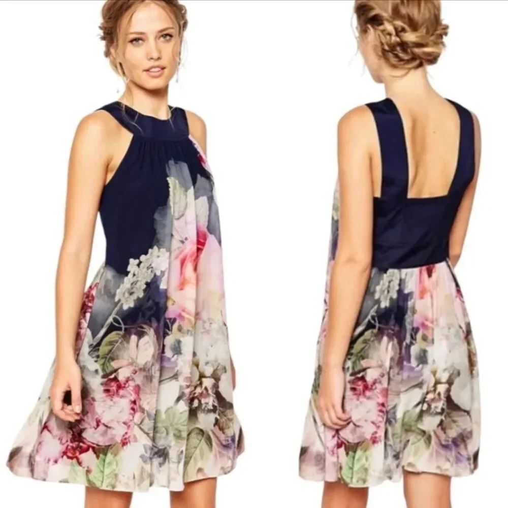 Ted Baker London Marindi Peony Sleeveless Swing Dress Size 6